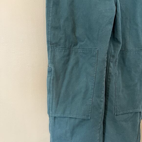 Roper Range Gear Double Knee Denim Overall Women Large Green Hot Pink Quilt Line - Picture 5 of 14